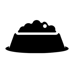 Pet food bowl vector icon, dog food bowl illustration, feeding bowl for pets, pet supplies