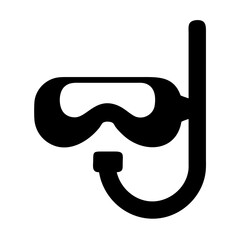 Diving mask and snorkel vector icon for snorkeling scuba diving and underwater swimming activities gear