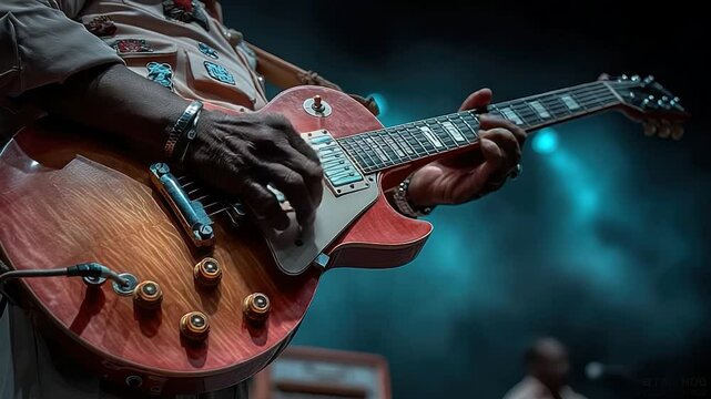 Person playing electric guitar