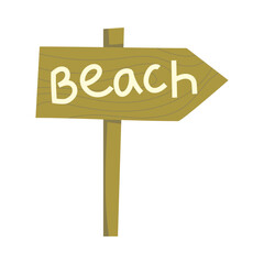 Wooden Signpost Indicating Beach Direction