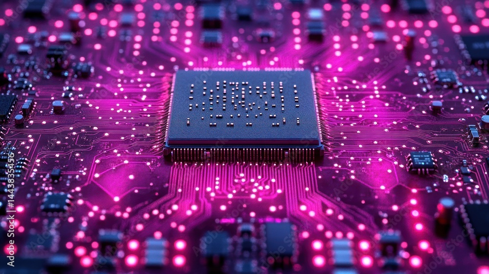 Poster close-up of a microchip circuit board