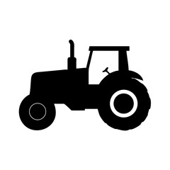 Tractor silhouette for farming machinery agricultural vehicle and farm equipment design vector