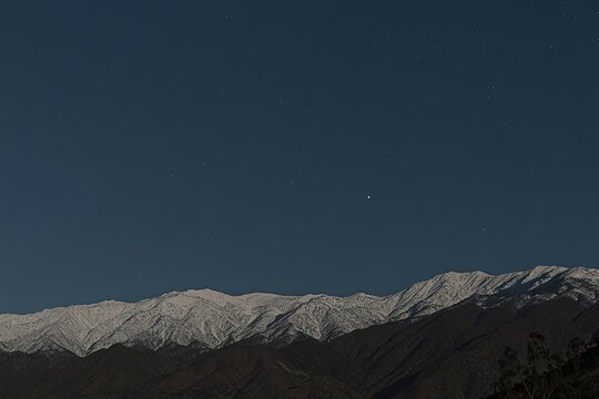Snowy Mountain Range at Night