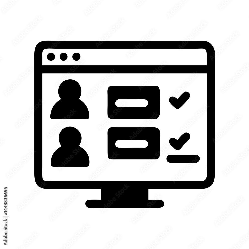 Poster Online candidate selection process application form with checkmark on computer screen view