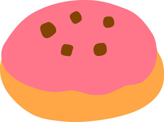 Obraz premium Round Pink Frosted Donut with Minimal Sprinkles