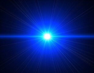 Naklejka premium Abstract blue light burst, radiating energy, bright star, cosmic rays, glowing lines, futuristic, technology background. Ideal for websites, presentations, and designs.