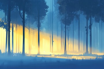 Fototapeta premium Misty forest sunrise