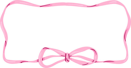 Horizontal Pink Ribbon Frame with Knot Bow Design