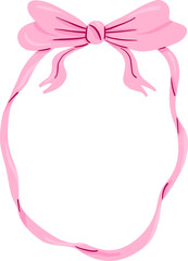 Oval Pink Ribbon Frame with Flowing Bow Detail