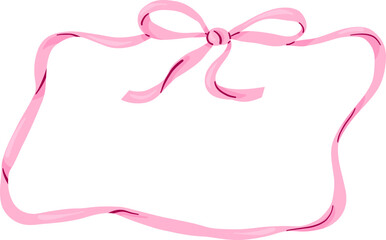 Square Ribbon Frame with Double Bow Design in Pastel Pink