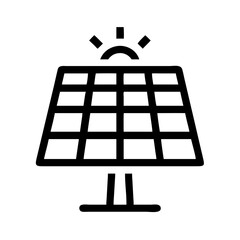 Solar panel icon vector, renewable energy source, photovoltaic cell, clean power generation symbol illustration
