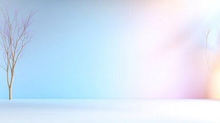 Minimalist pastel scene with tree