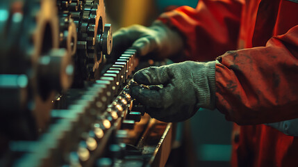 Mechanic Working on Industrial Machinery
