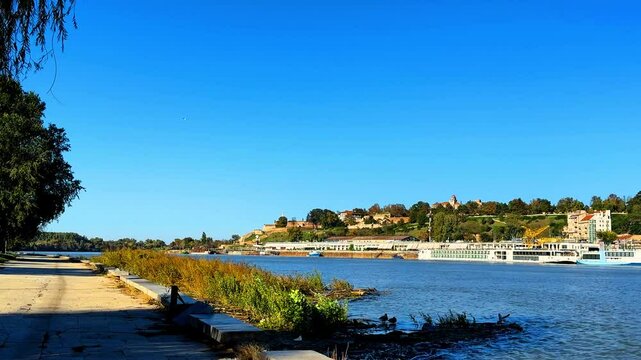  The Danube River in Belgrade, Serbia, is where history, nature, and urban life converge in breathtaking harmony. High quality 4k footage
