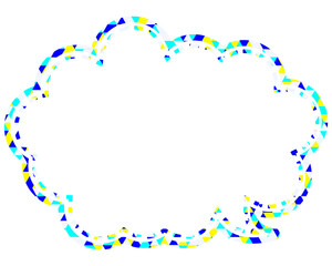 ステンドグラス風吹き出し　三角形模様　丸みのある雲形