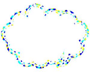 ステンドグラス風吹き出し　三角形模様　丸みのある雲形