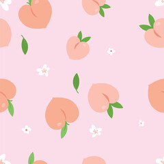 Peach seamless pattern minimal design vector background. Summer print template