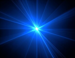 Obraz premium Abstract blue light rays burst from central point, creating a dynamic and energetic background. Perfect for tech, music, or energy-related projects.