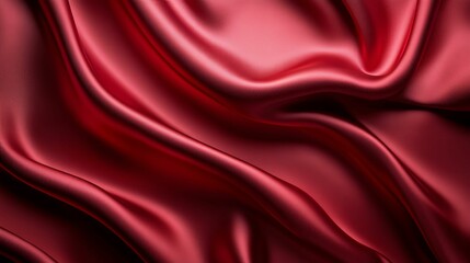 Fototapeta premium Close-up view of deep crimson satin drapes.