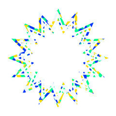 ステンドグラス風吹き出し　三角形模様　ギザギザした形