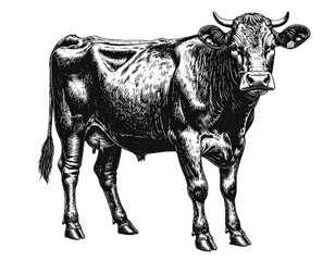 PNG Hand drawn a cow livestock vintage animal.