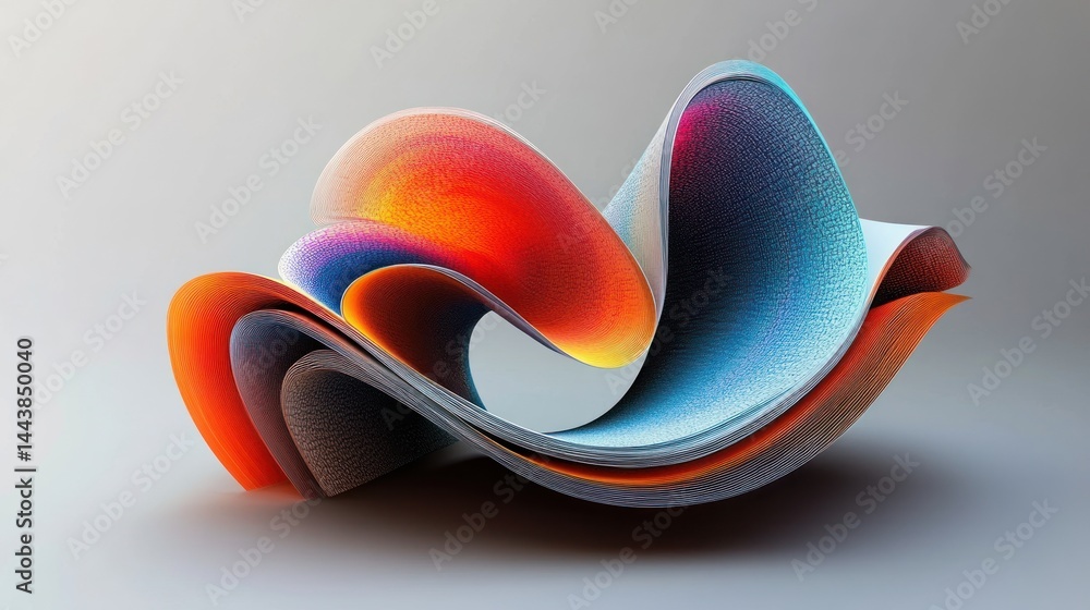 Poster abstract colorful waves flow gracefully, with gradient layers against a soft backdrop