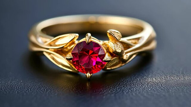 A ruby gold ring, a symphony of elegance and opulence, graced with the rich glow of precious metal and vibrant gem, Ai Generated.
