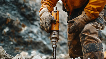 Construction Worker Using a Pneumatic Drill