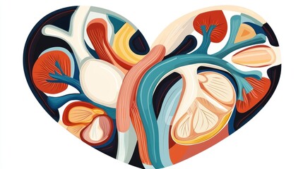 Obraz premium Heart Shaped Human Respiratory And Circulatory System