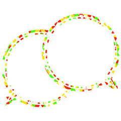 ステンドグラス風吹き出し　三角形模様　重なる会話