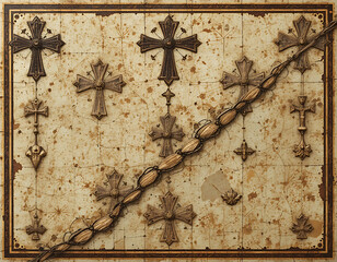 Fototapeta premium Decorative Cross Display on Patterned Background