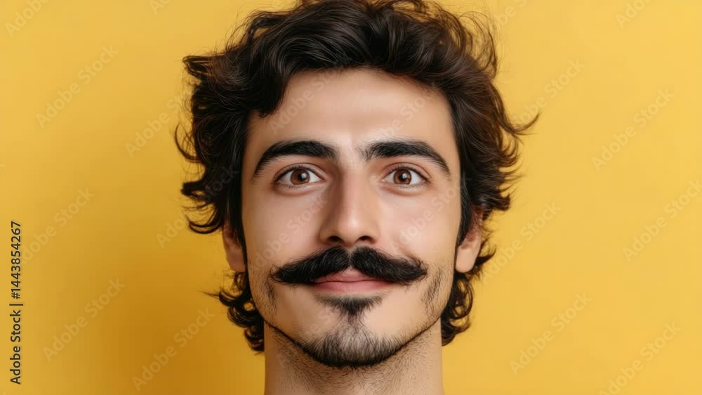 Poster Portrait of a man with a well-groomed mustache, suitable for use in advertisements, editorials, or personal projects