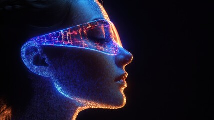 Woman wearing futuristic glasses, digital art