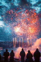 colorful fireworks exploding at night