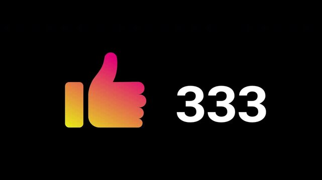 Vibrant thumbs-up animation with a glowing gradient style and bold white counter showing 333 likes, conveying strong social approval or digital engagement in striking visuals
