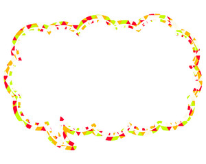 ステンドグラス風吹き出し　三角形模様　細長い雲形