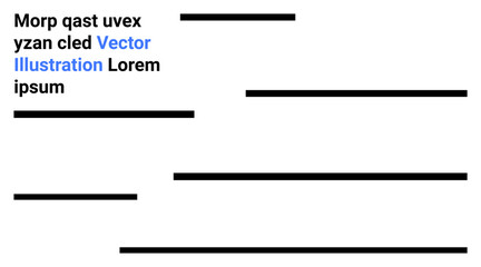 Black horizontal lines and blue highlighted text create a dynamic composition for layouts, modern typography, minimalistic designs, creative portfolios, education templates, corporate branding, user