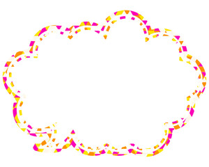 ステンドグラス風吹き出し　三角形模様　丸みのある雲形