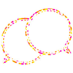 ステンドグラス風吹き出し　三角形模様　重なる会話