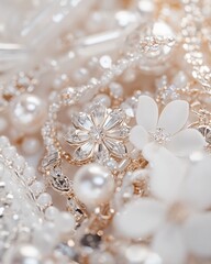 Fototapeta premium Assorted Gold and Pearl Jewelry with Crystal and Floral Accents