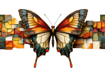 Vibrant Butterfly with Abstract Geometric Background Nature Insect Art Design