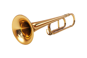 Beautiful Golden Color Trombone isolated on transparent background
