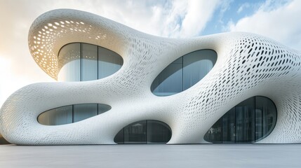 Futuristic architecture embodies organic form and innovative design in a building facade