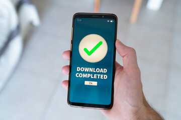 Download completed notification on smart phone.