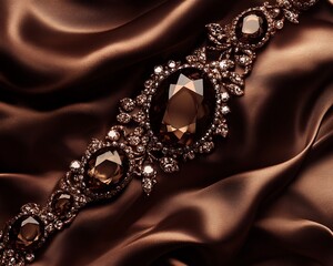 Brown Gemstone Bracelet on Brown Satin