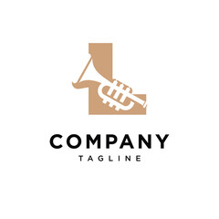 Letter L Trumpet Negative Space Logo Icon Vector
