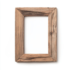 A rustic wood frame in a rectangular shape, perfect for showcasing your art against a clean white backdrop.