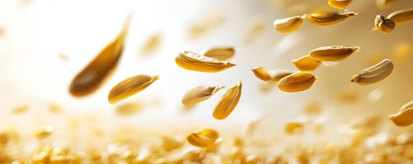Flying corn seeds cut out , accentuated by contemporary grace