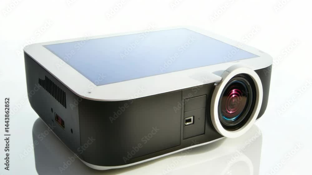 Aufkleber a projector on a table, ready to display content
