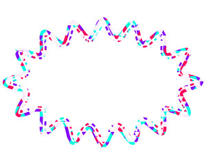 ステンドグラス風吹き出し　三角形模様　細長い丸みのあるギザギザした形